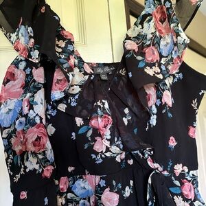 Excellent condition black floral midi dress size XXL